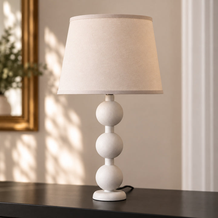 Modern Table Lamp with Solid Wood Base and Fabric Shade for Stylish Home Lighting