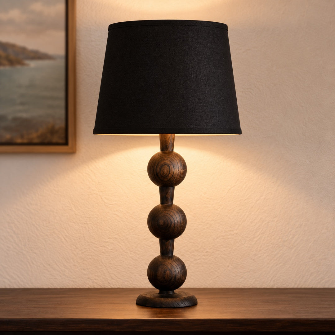 Modern Table Lamp with Solid Wood Base and Fabric Shade for Stylish Home Lighting