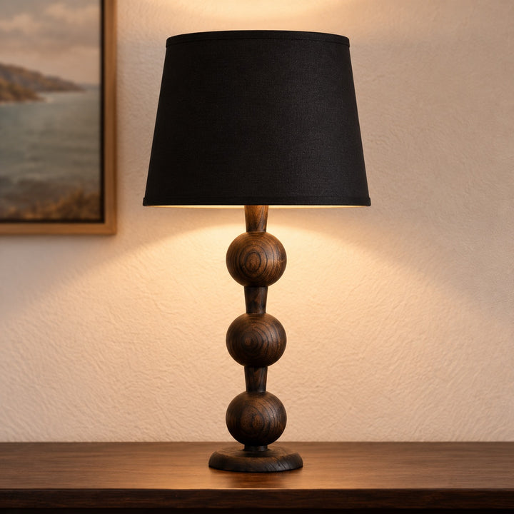 Modern Table Lamp with Solid Wood Base and Fabric Shade for Stylish Home Lighting