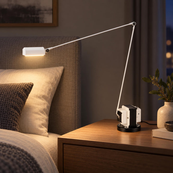 Modern Table Lamp Adjustable Metal Base LED Light with Glass Shade for Bedroom or Desk Use