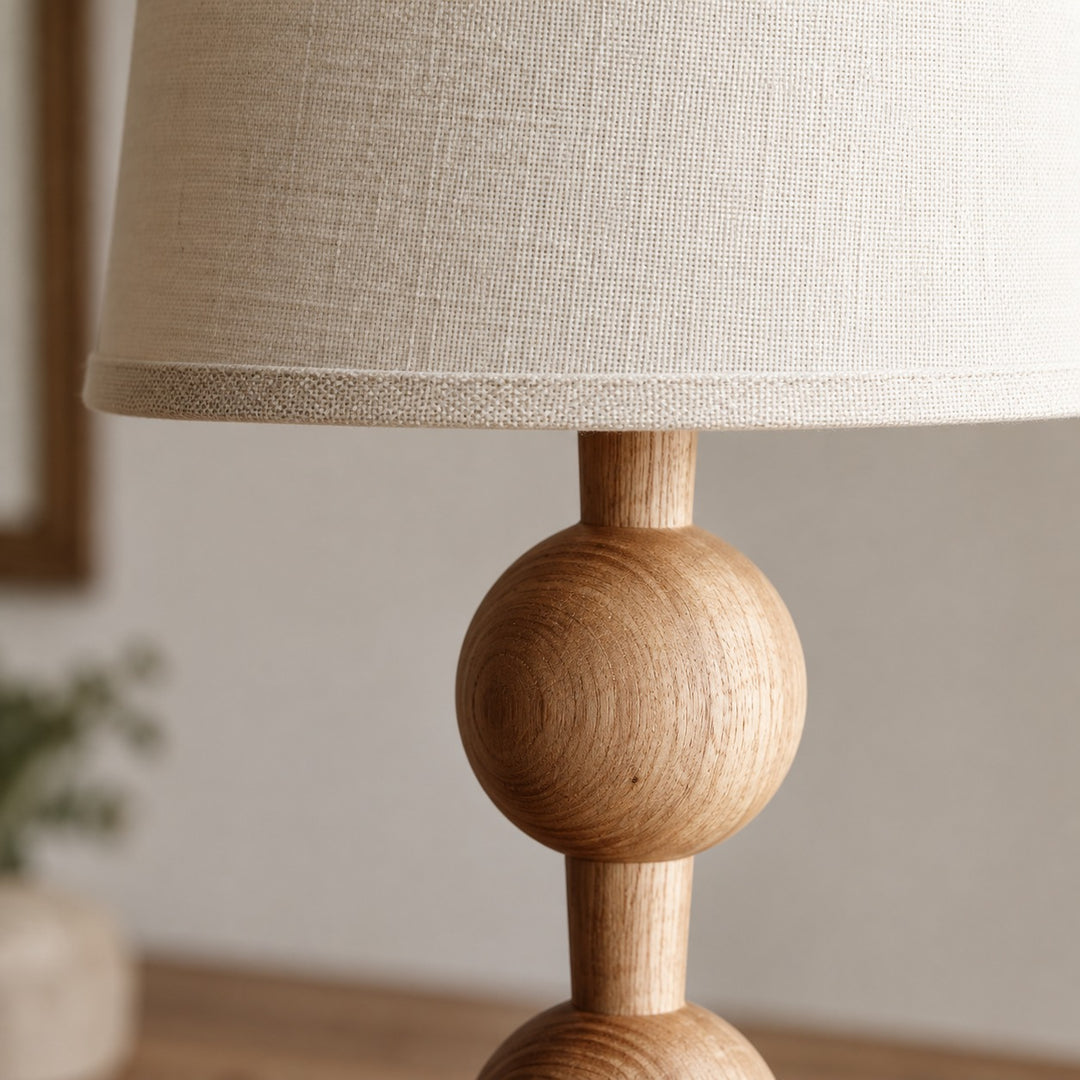 Modern Table Lamp with Solid Wood Base and Fabric Shade for Stylish Home Lighting