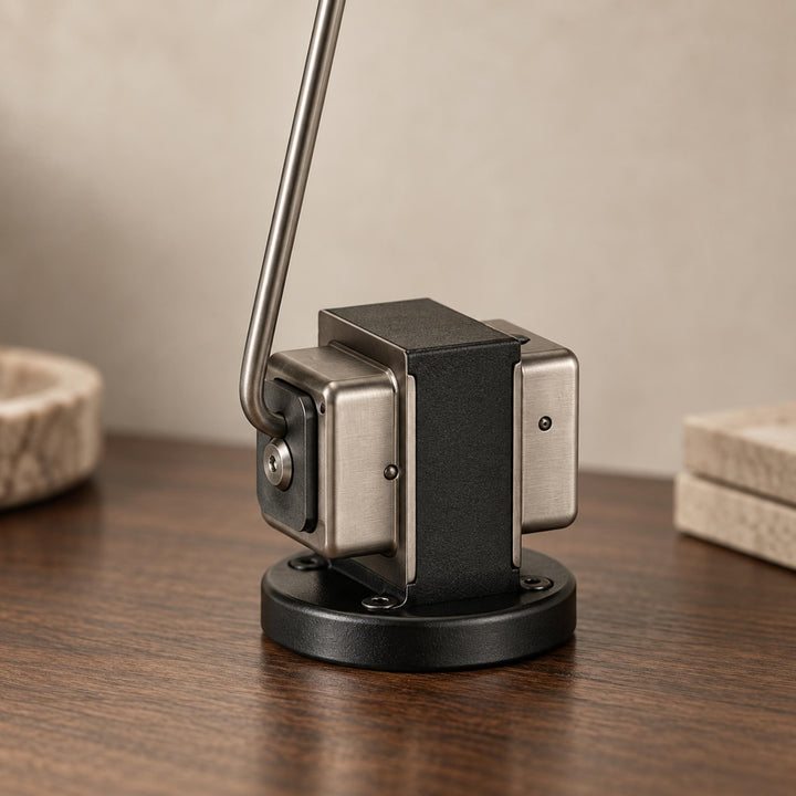 Modern Table Lamp Adjustable Metal Base LED Light with Glass Shade for Bedroom or Desk Use