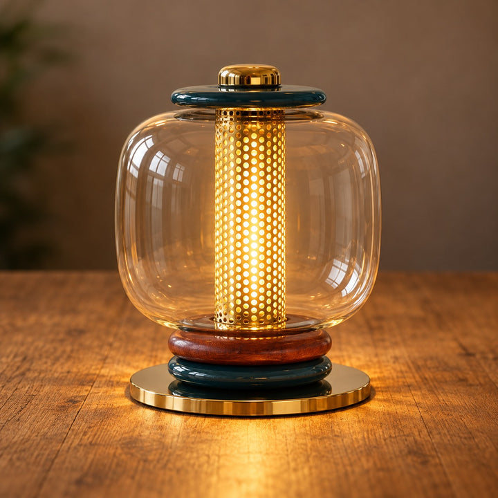 Modern Glass Table Lamp Adjustable Metal Base Integrated LED for Bedroom or Desk Use