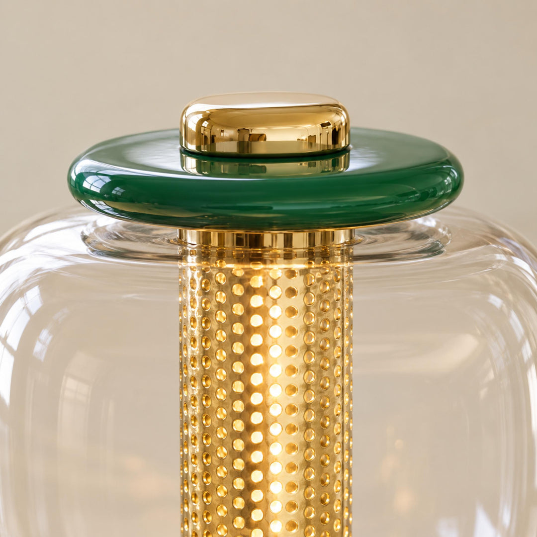 Modern Glass Table Lamp Adjustable Metal Base Integrated LED for Bedroom or Desk Use