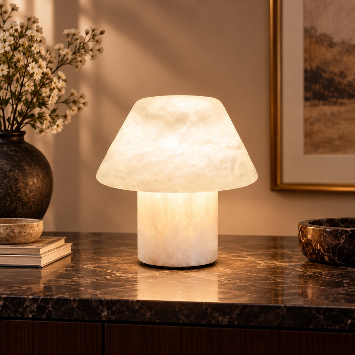 Modern Alabaster Table Lamp Organic Shape E14 Socket for Nightstand or Bookshelf