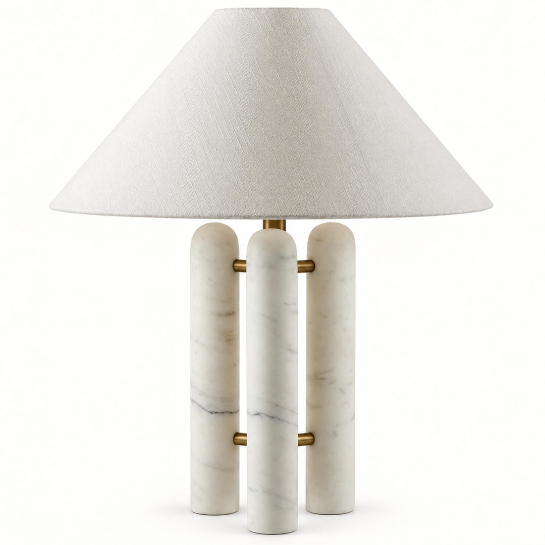 Contemporary Table Lamp with Marble Base and Fabric Shade for Elegant Illumination