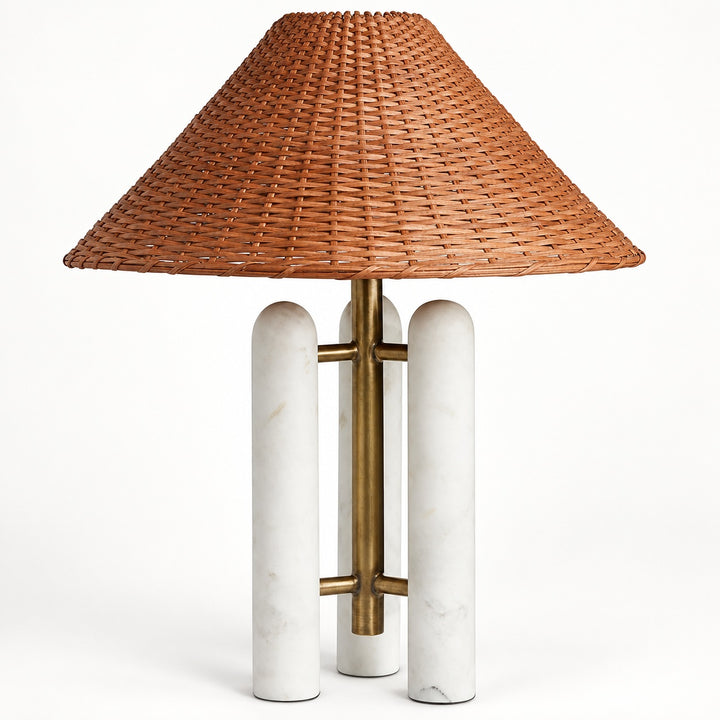 Contemporary Table Lamp with Marble Base and Fabric Shade for Elegant Illumination