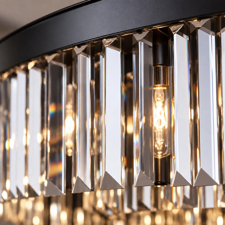 Modern Crystal Chandelier Adjustable Hanging Light Fixture K9 Glass for E12 LED Bulbs