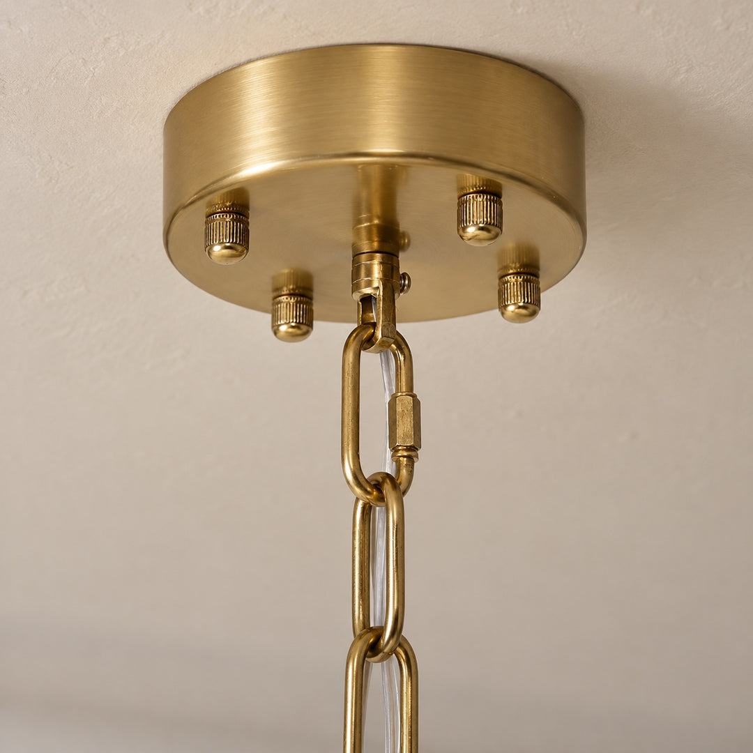 Modern Gold Chandelier Hanging Light Fixture Glass Shade E12 Bulb Base Adjustable Height