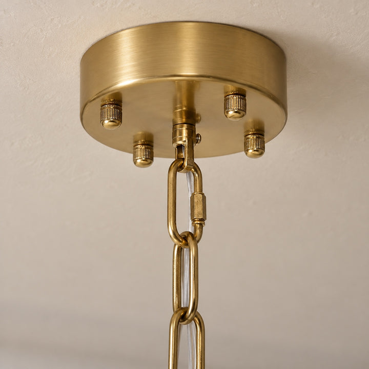 Modern Gold Chandelier Hanging Light Fixture Glass Shade E12 Bulb Base Adjustable Height