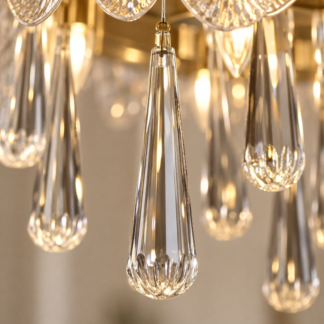 Modern Gold Chandelier Hanging Light Fixture Glass Shade E12 Bulb Base Adjustable Height