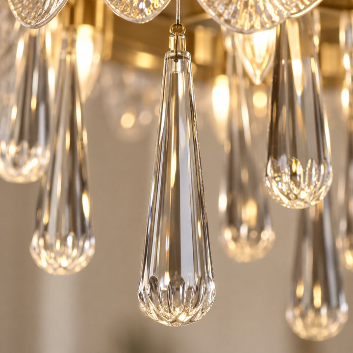 Modern Gold Chandelier Hanging Light Fixture Glass Shade E12 Bulb Base Adjustable Height