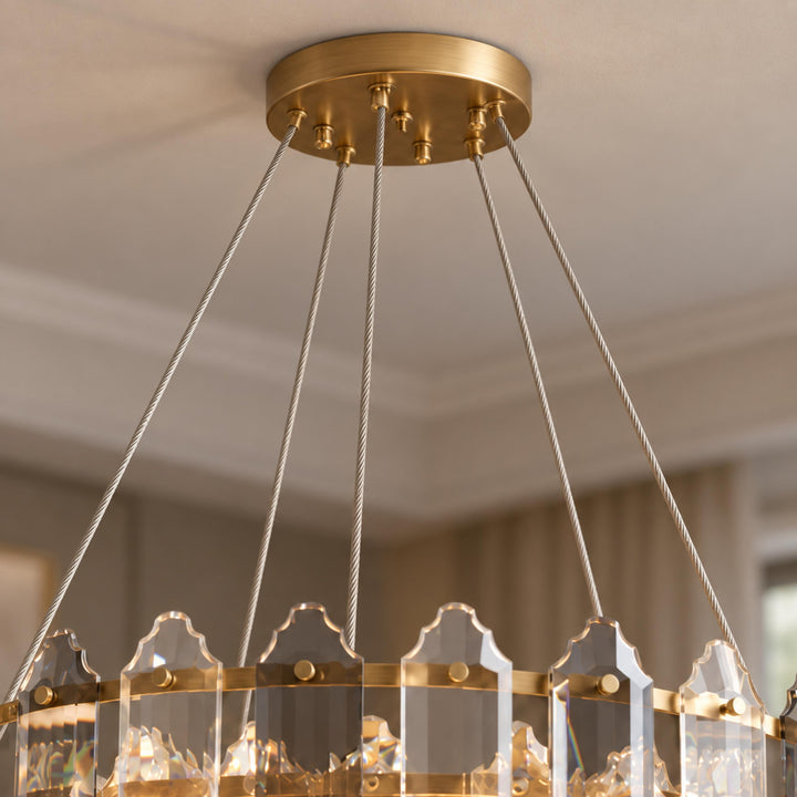 Modern Chandelier Hanging Light Fixture with Glass Shade and Metal Frame for Dining Room
