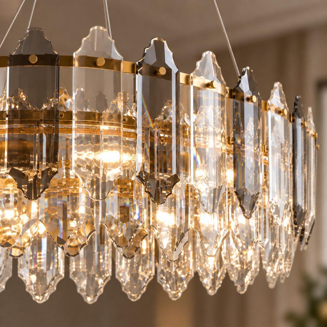 Modern Chandelier Hanging Light Fixture with Glass Shade and Metal Frame for Dining Room