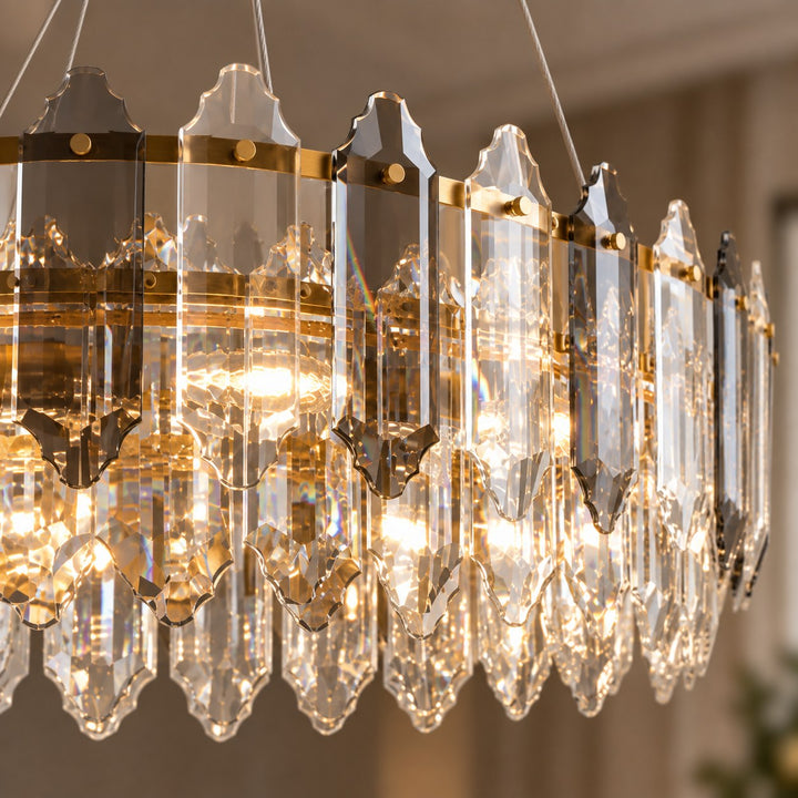 Modern Chandelier Hanging Light Fixture with Glass Shade and Metal Frame for Dining Room