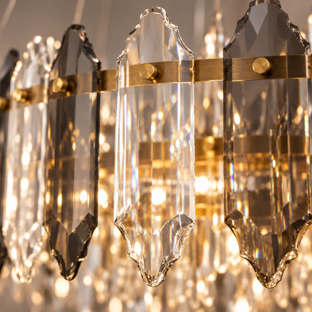Modern Chandelier Hanging Light Fixture with Glass Shade and Metal Frame for Dining Room