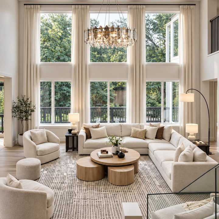 Modern Chandelier Hanging Light Fixture with Glass Shade and Metal Frame for Dining Room