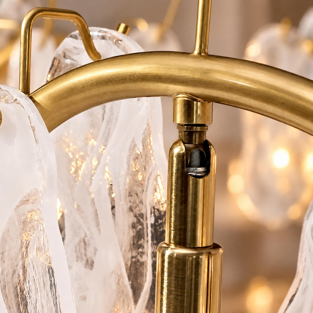 Modern Chandelier Adjustable Eight Light Hanging Fixture Gold Glass for Dining Room Lighting