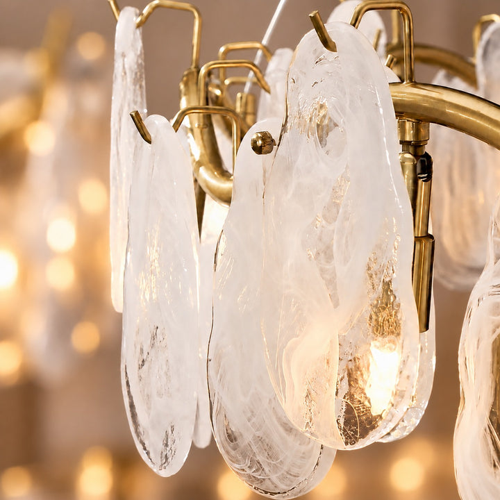 Modern Chandelier Adjustable Eight Light Hanging Fixture Gold Glass for Dining Room Lighting