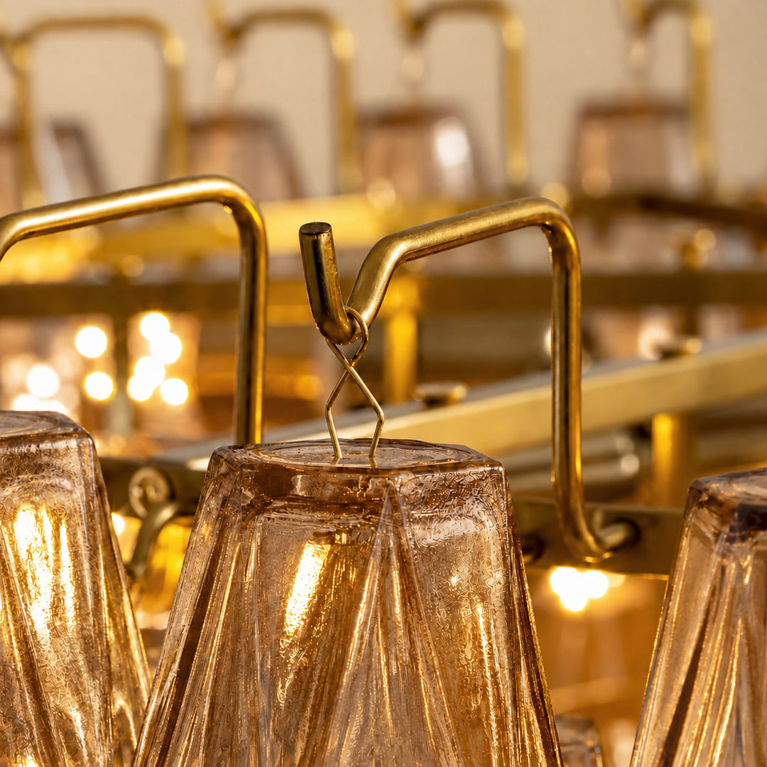 Modern Multi-Tier Crystal Chandelier Hanging Metal Frame Adjustable Height with Hand-Cut Glass Prisms