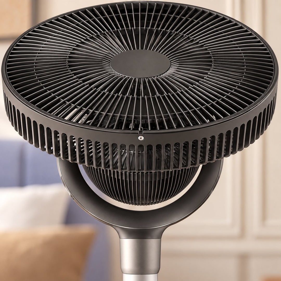 Silent Modern Floor Fan with 360 Degree Oscillation Adjustable Speed Compact Design for Home Use