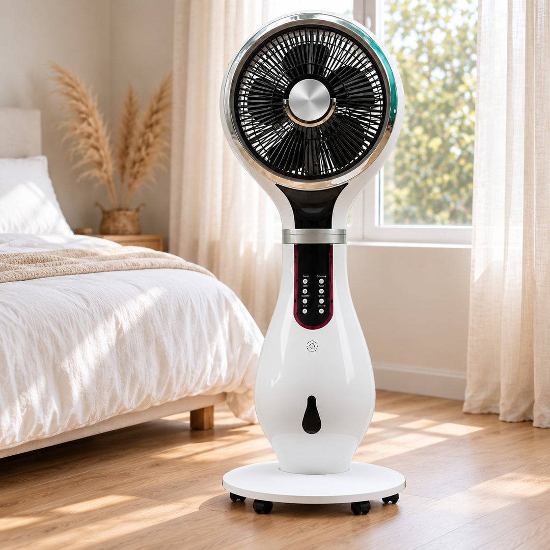 Modern Desktop Fan with Shaking Head and Water Atomization for Efficient Air Circulation