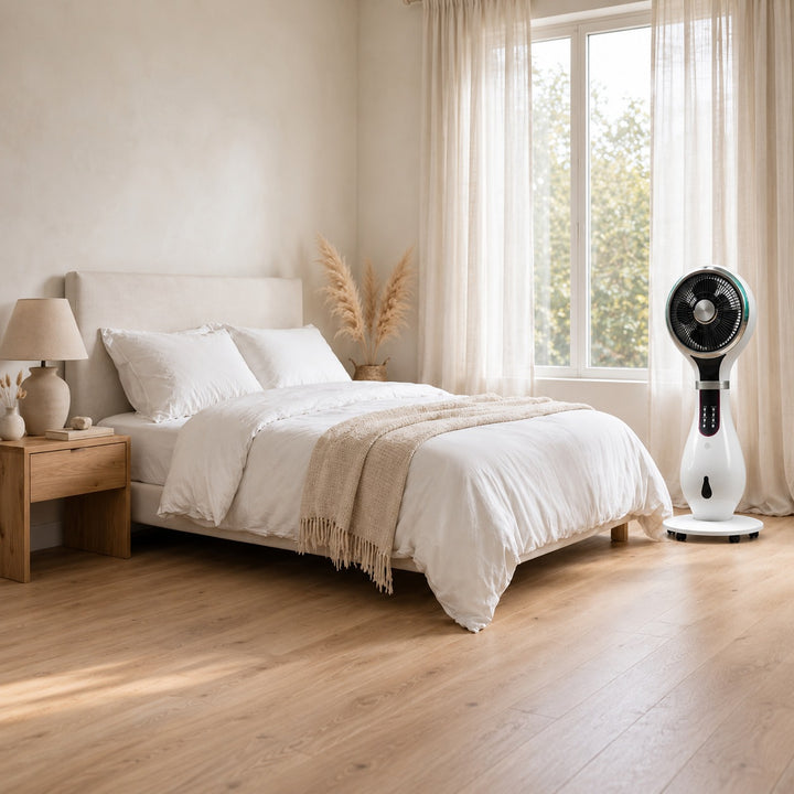Modern Desktop Fan with Shaking Head and Water Atomization for Efficient Air Circulation