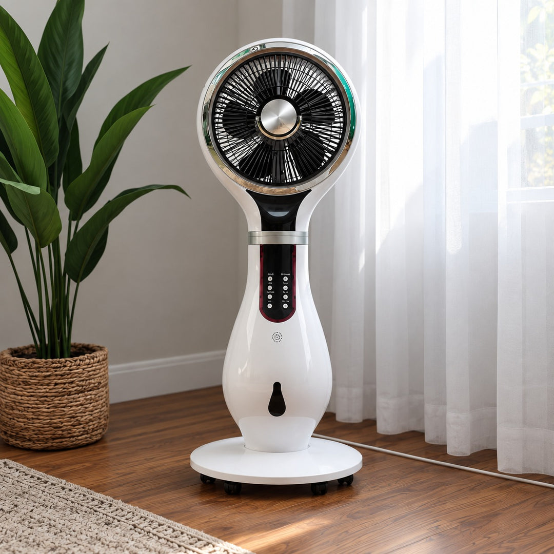 Modern Desktop Fan with Shaking Head and Water Atomization for Efficient Air Circulation