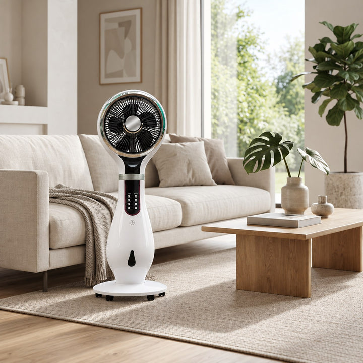 Modern Desktop Fan with Shaking Head and Water Atomization for Efficient Air Circulation