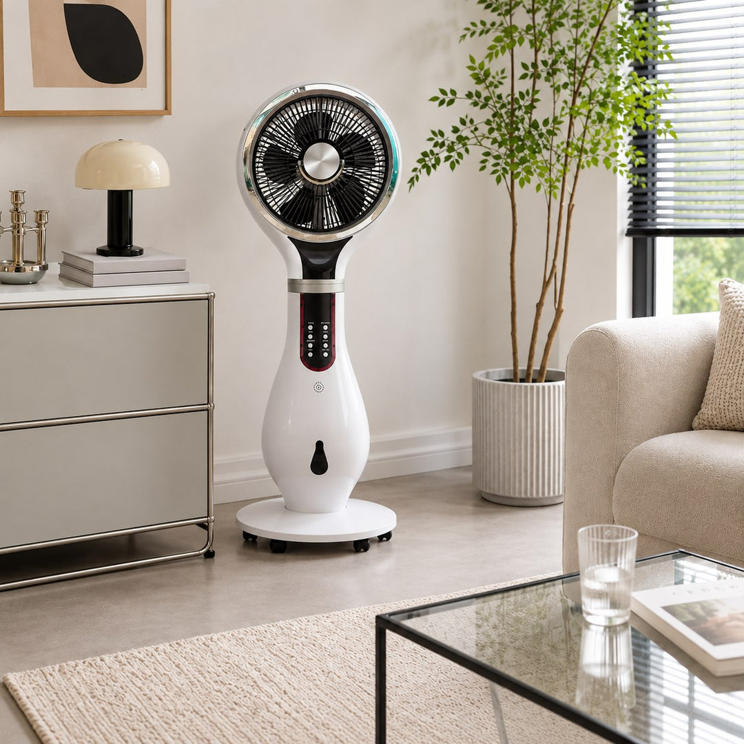 Modern Desktop Fan with Shaking Head and Water Atomization for Efficient Air Circulation
