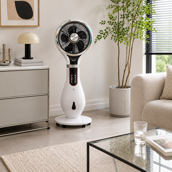 Modern Desktop Fan with Shaking Head and Water Atomization for Efficient Air Circulation