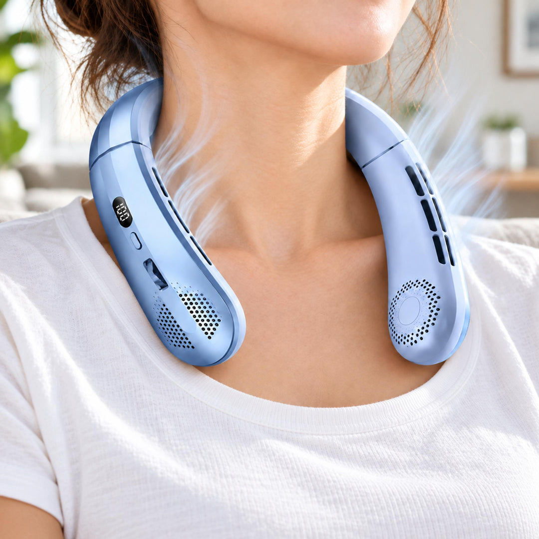 Bladeless Neck Fan Portable USB Powered Adjustable Cooling Device with 8000mAh Battery