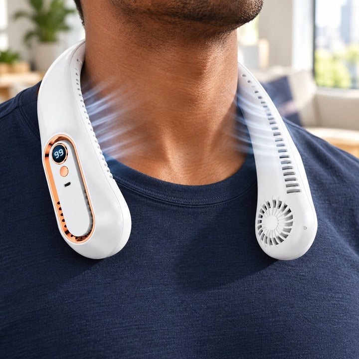 Bladeless Neck Fan Portable USB Powered Adjustable Cooling Device with 8000mAh Battery