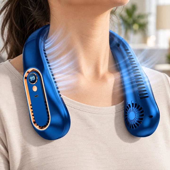 Bladeless Neck Fan Portable USB Powered Adjustable Cooling Device with 8000mAh Battery
