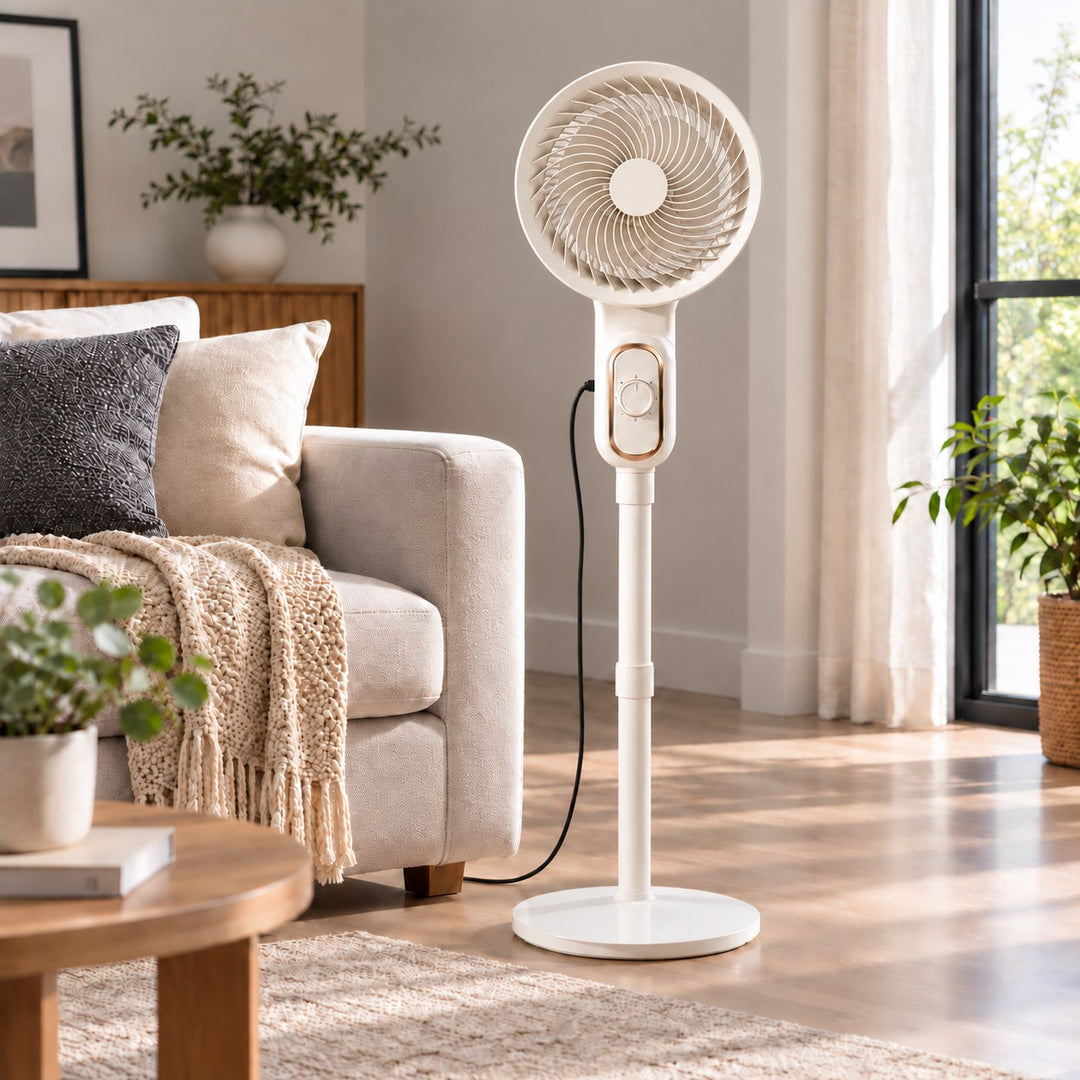 Modern Floor Fan Ultra Quiet Adjustable High Power Energy Efficient Design for Optimal Air Circulation
