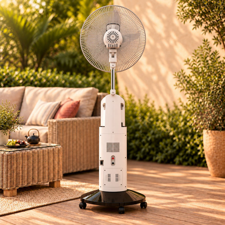 Rechargeable Outdoor Mist Fan 16 Inch Plastic 9-Speed Adjustable Water Fan with LED Light