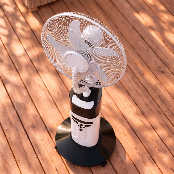 Rechargeable Outdoor Mist Fan 16 Inch Plastic 9-Speed Adjustable Water Fan with LED Light