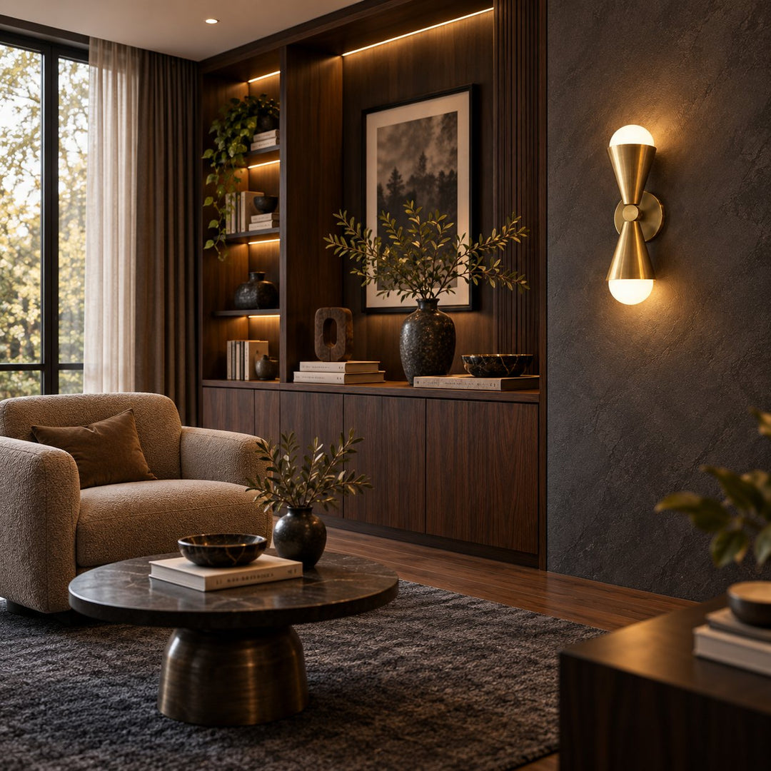 Modern Twin Glass Wall Sconce with Copper Body
