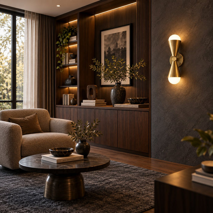 Modern Twin Glass Wall Sconce with Copper Body