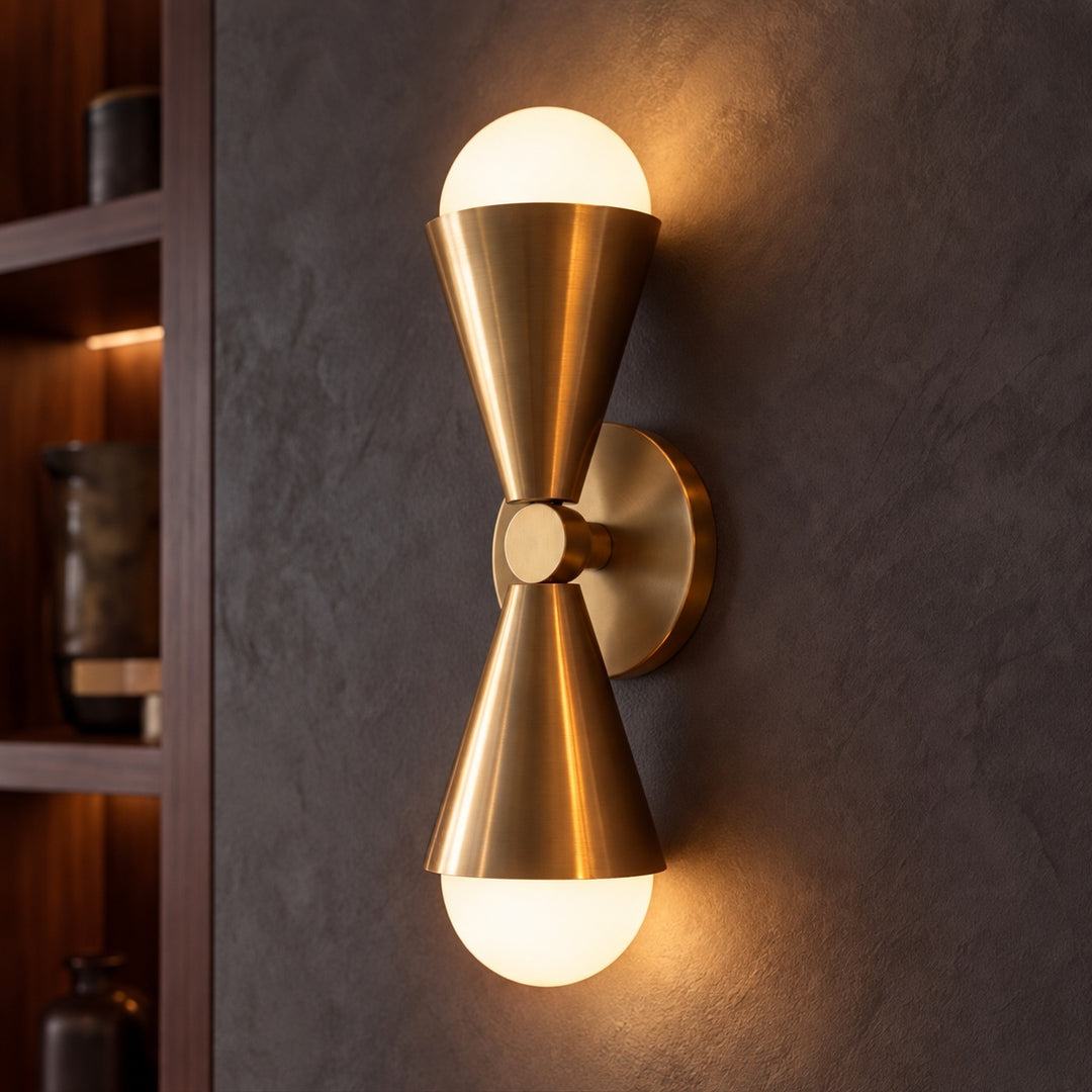Modern Twin Glass Wall Sconce with Copper Body