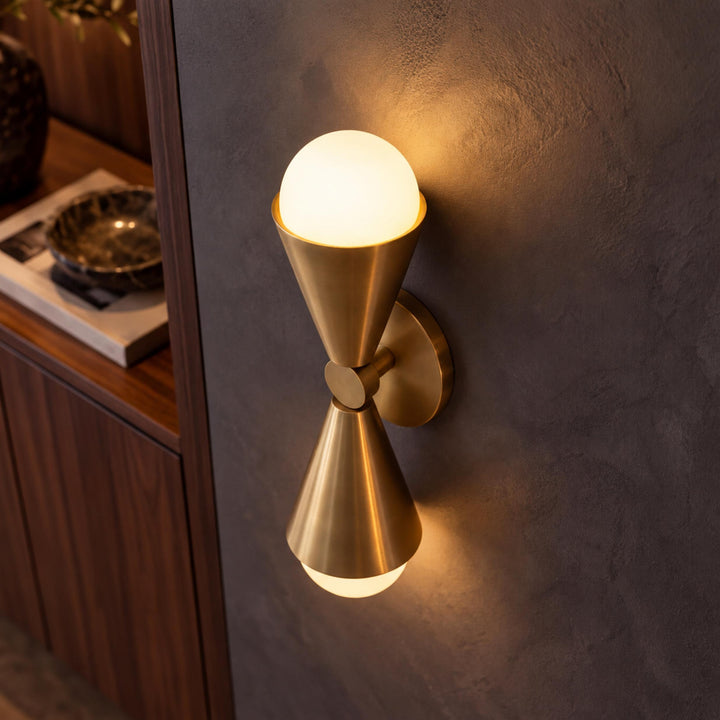 Modern Twin Glass Wall Sconce with Copper Body