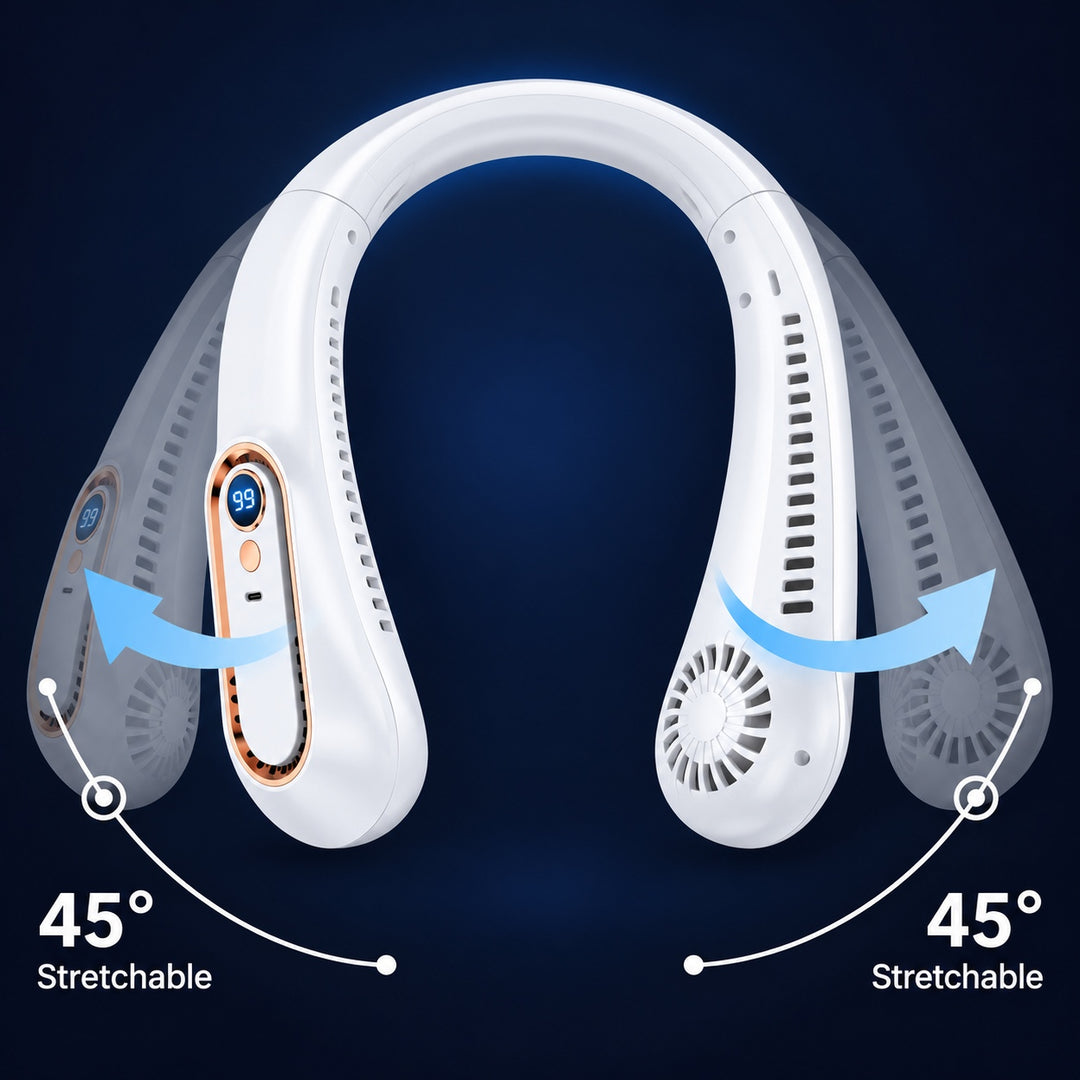 Bladeless Neck Fan Portable USB Powered Adjustable Cooling Device with 8000mAh Battery