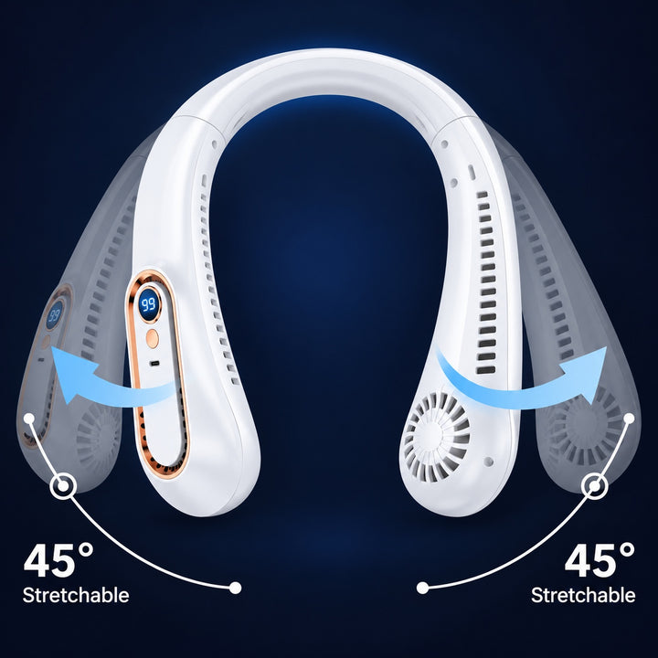 Bladeless Neck Fan Portable USB Powered Adjustable Cooling Device with 8000mAh Battery