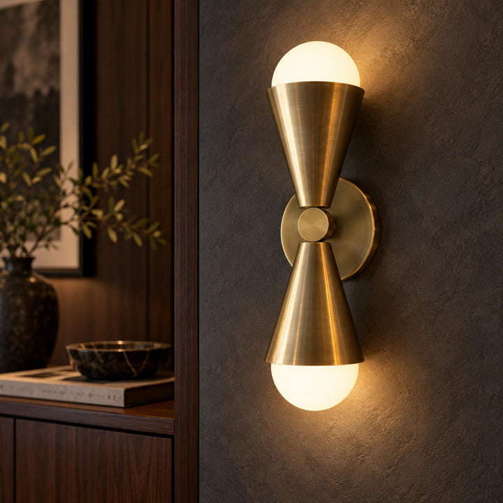 Modern Twin Glass Wall Sconce with Copper Body