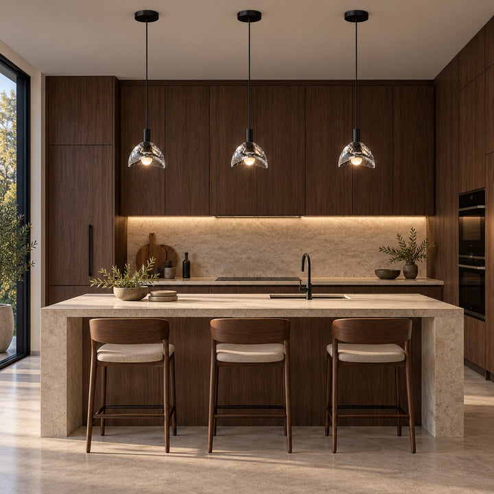 Modern K10 Crystal Pendant Light with Black Brass Frame – G4 LED Ceiling Light