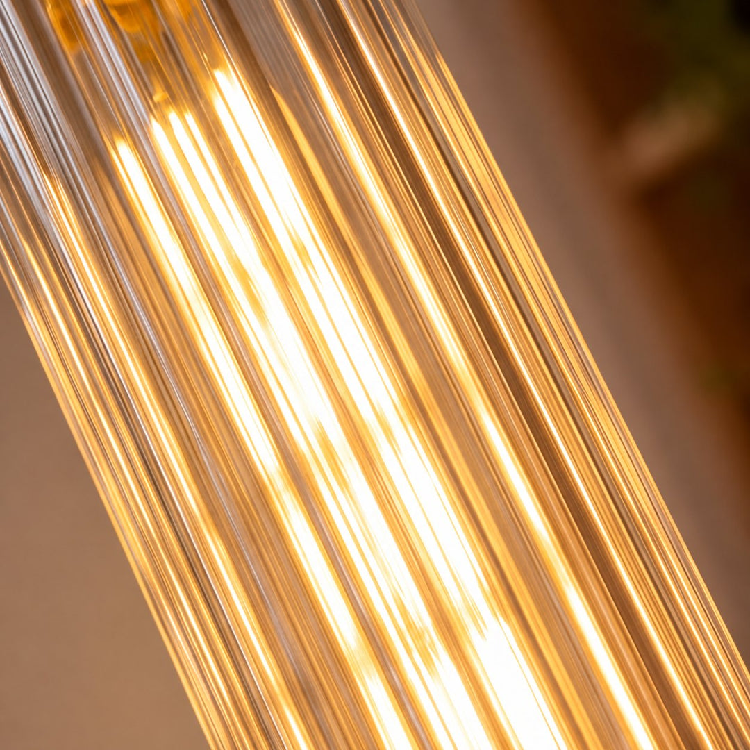 Modern Slim Crystal LED Pendant Light – Copper Cylindrical 3000K Design