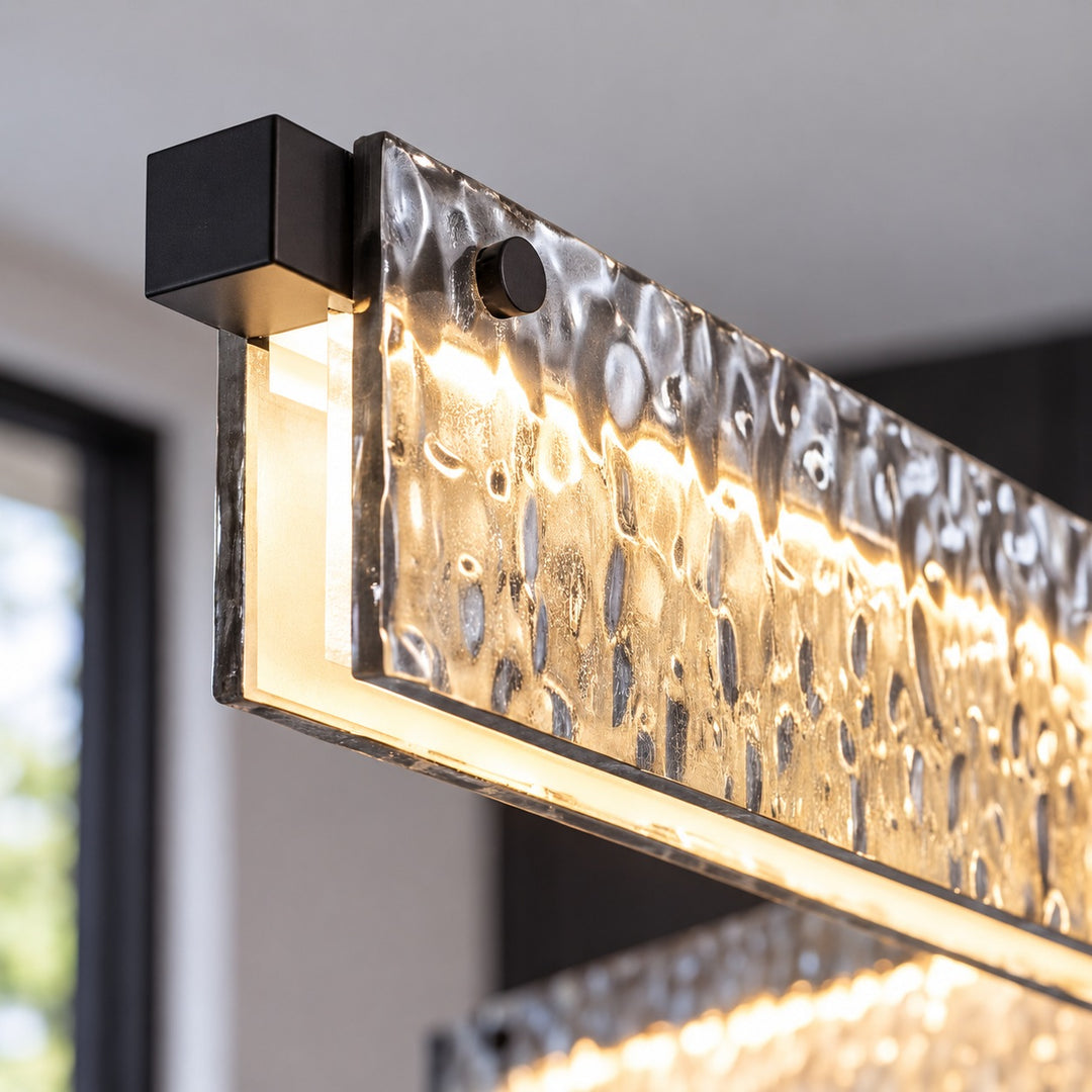 Modern 70cm Textured Glass LED Pendant Light with Copper Frame