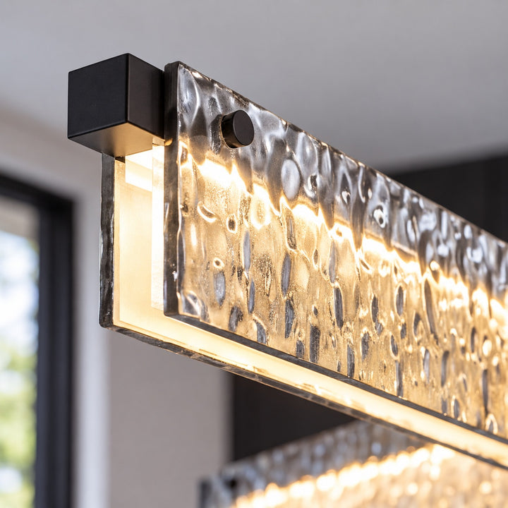 Modern 70cm Textured Glass LED Pendant Light with Copper Frame