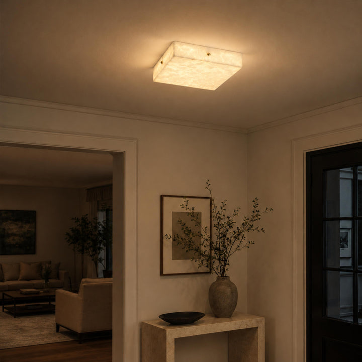 Modern Square Alabaster LED Flush Mount Ceiling Light