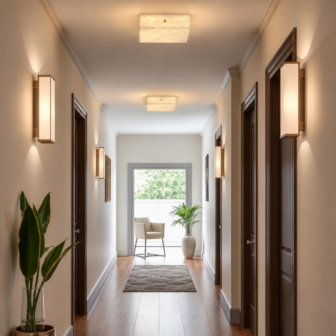 Modern Square Alabaster LED Flush Mount Ceiling Light